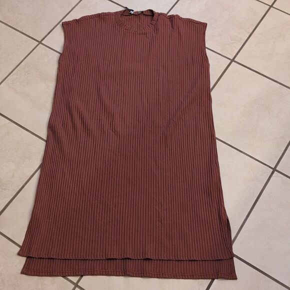 Eileen Fisher Ribbed Crew Neck Dress Terra Cotta size L - Picture 2 of 12